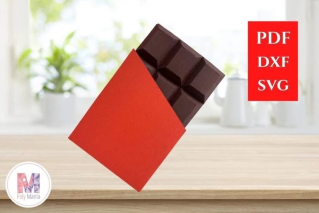 Chocolate Bar Box Papercraft Template: 3D Low Poly Model (PDF, SVG, DXF)