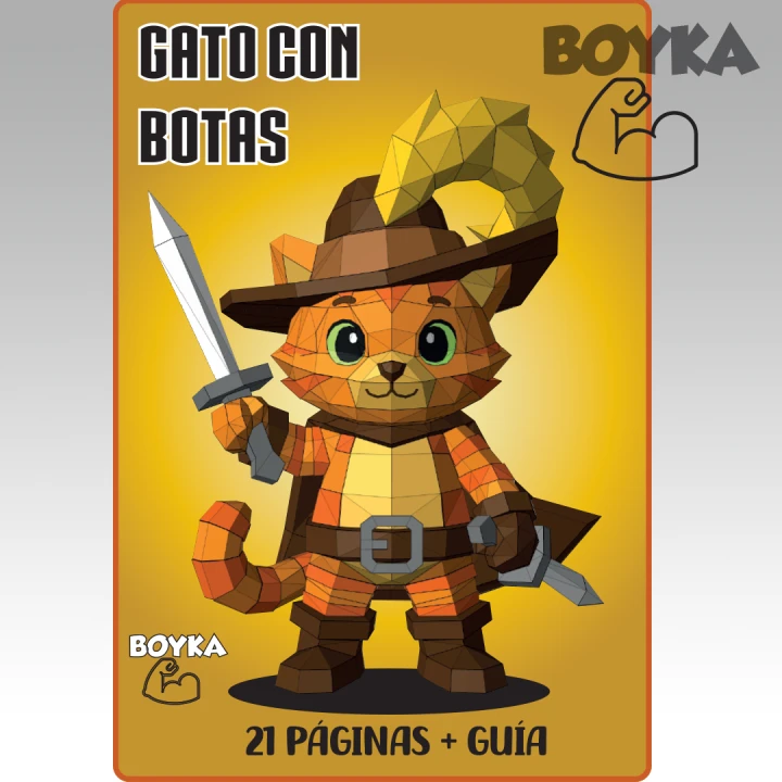 Puss in Boots Low Poly Papercraft Templates Gift DIY Decoration BOYKA