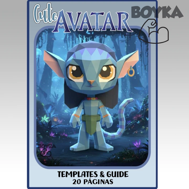 Blue Guy Warrior Low Poly Papercraft Templates Gift DIY Decoration BOYKA