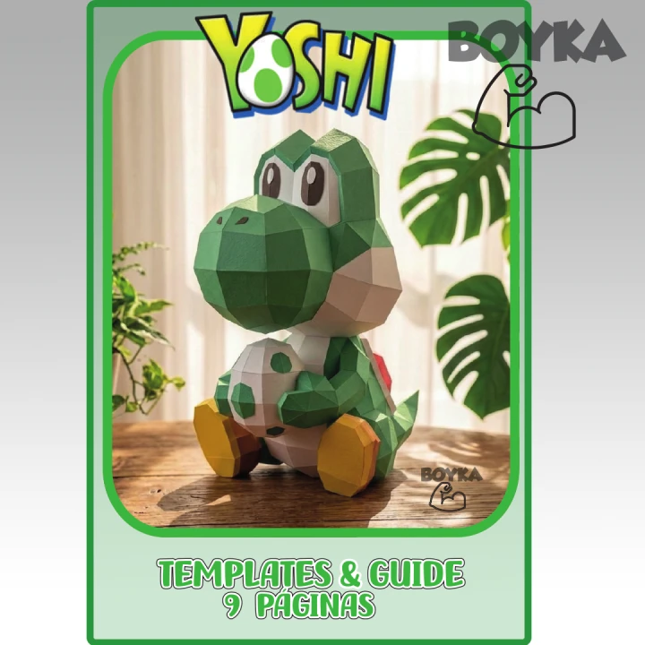 Yoshi Mario Low Poly Papercraft Templates Gift DIY Decoration BOYKA