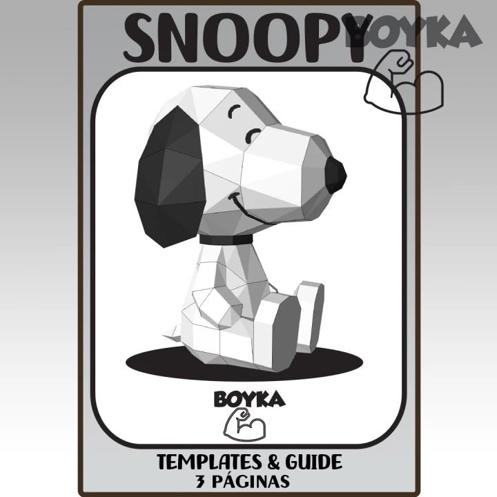 Snoopy Cute Sitting Dog Low Poly Papercraft Templates Gift DIY Decoration BOYKA
