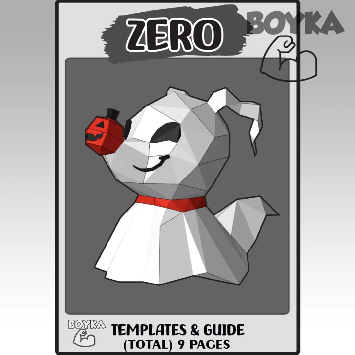 Zero Ghost Dog The Nightmare Before Christmas Low Poly Papercraft Templates Gift DIY Decoration BOYKA