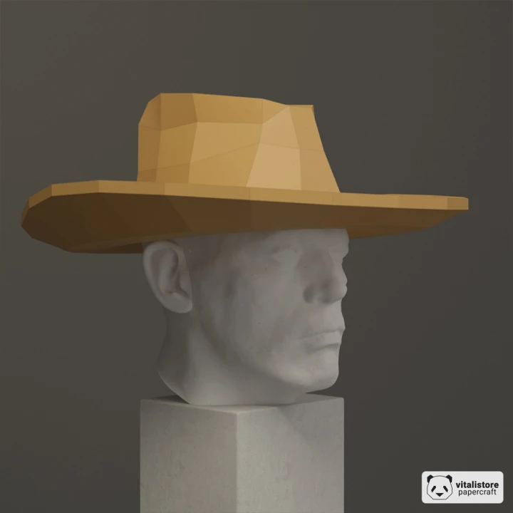 Cowboy Hat Papercraft, 3D Paper Sculpture, Low Poly Papercraft