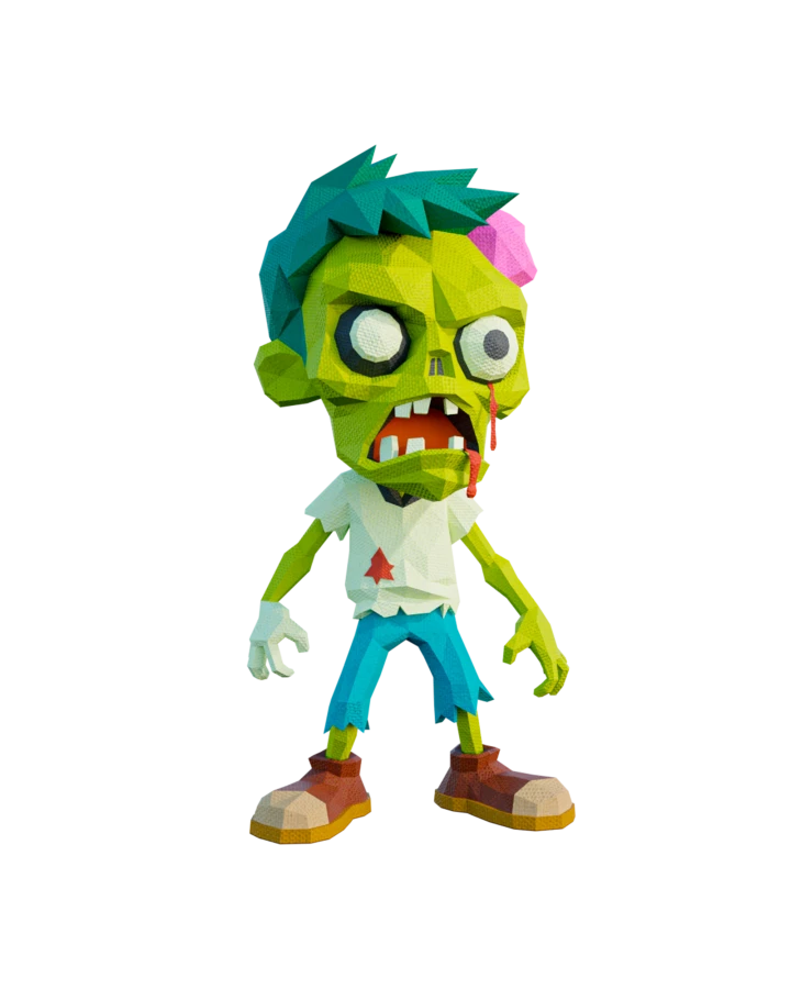 Zombie, Halloween Low Poly Papercraft