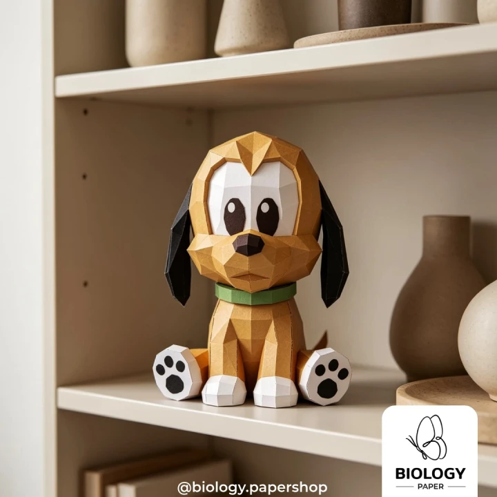Pluto Dog Baby Low Poly Papercraft Template Pepakura PDF DIY Handmade