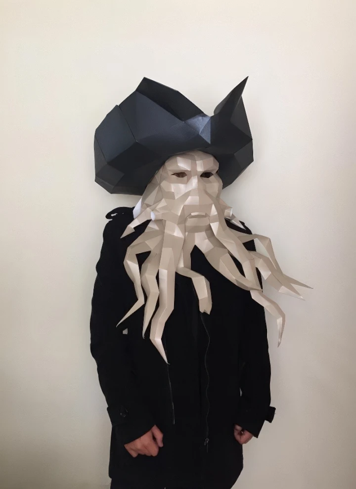 DAVY JONES - Pirates of the Caribbean Mask DIY, Lowpoly Papercraft