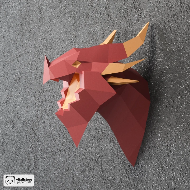 Dragon Papercraft, DIY Papercraft, Dragon Wall Decor, Low Poly Papercraft