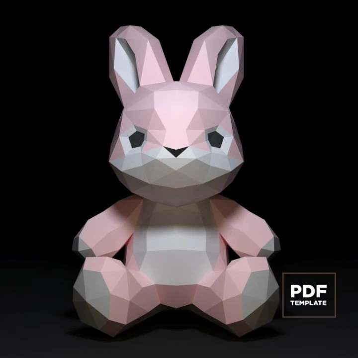 Rabbit Papercraft Low Poly Decoration, PDF Template, DIY Paper 3D CumulusCraft