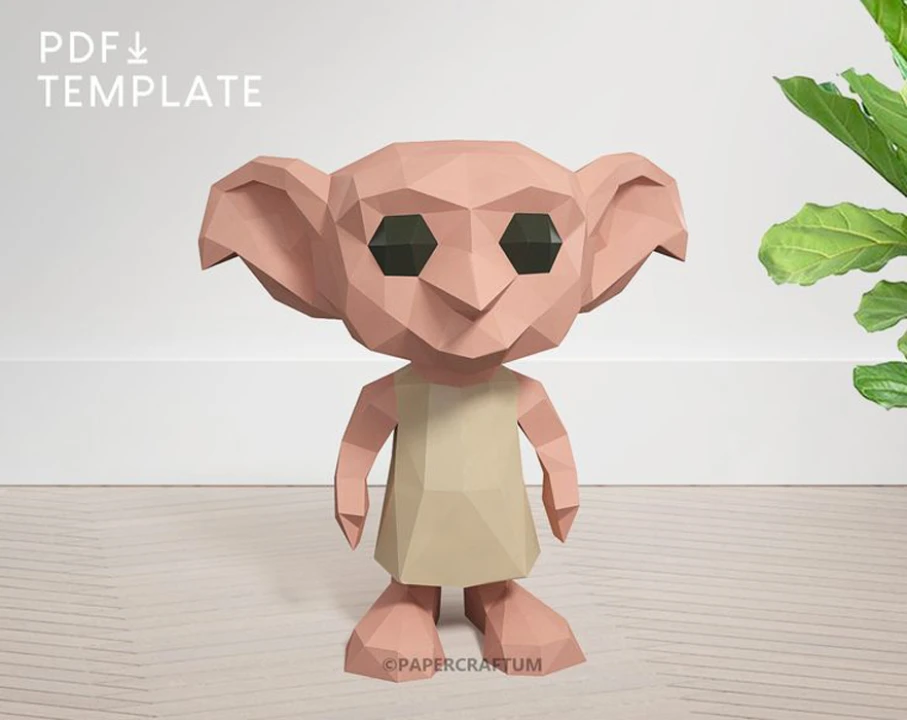 Dobby 3D Decor Low poly Papercraft, DIY Harry Potter, PDF