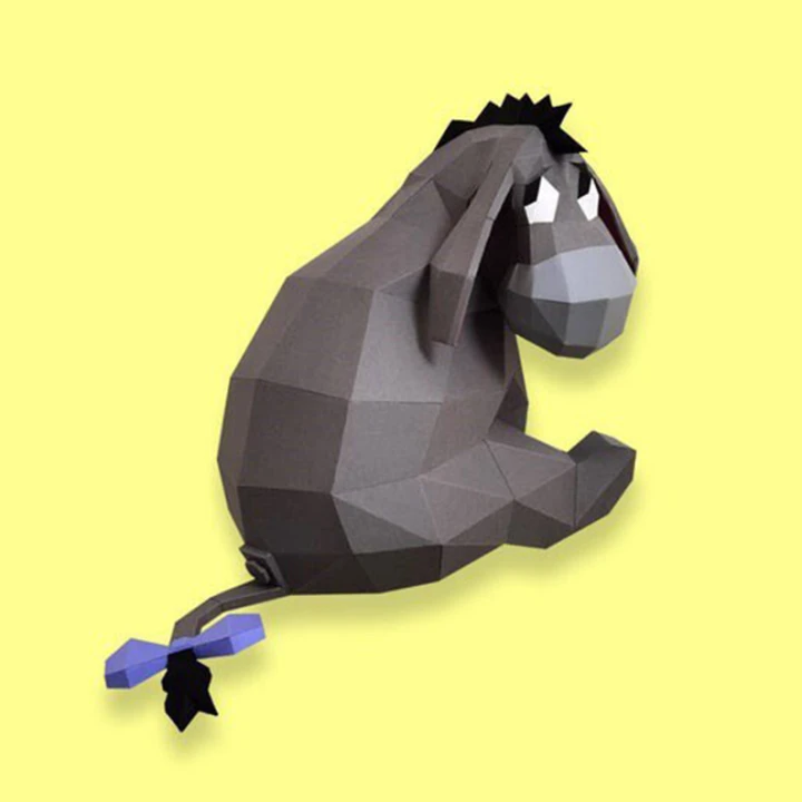 Donkey 3D Wall Decor Low poly Papercraft, DIY, PDF