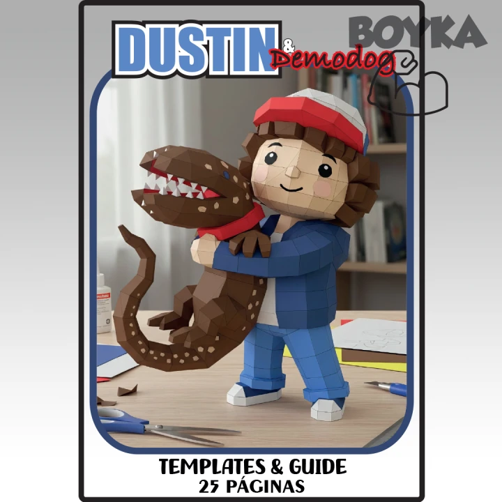 Dustin Henderson and Demodog Low Poly Papercraft Templates Gift DIY Decoration BOYKA