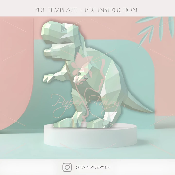 Low Poly Baby Dinos T-Rex Papercraft Template,set of 3 papercraft models