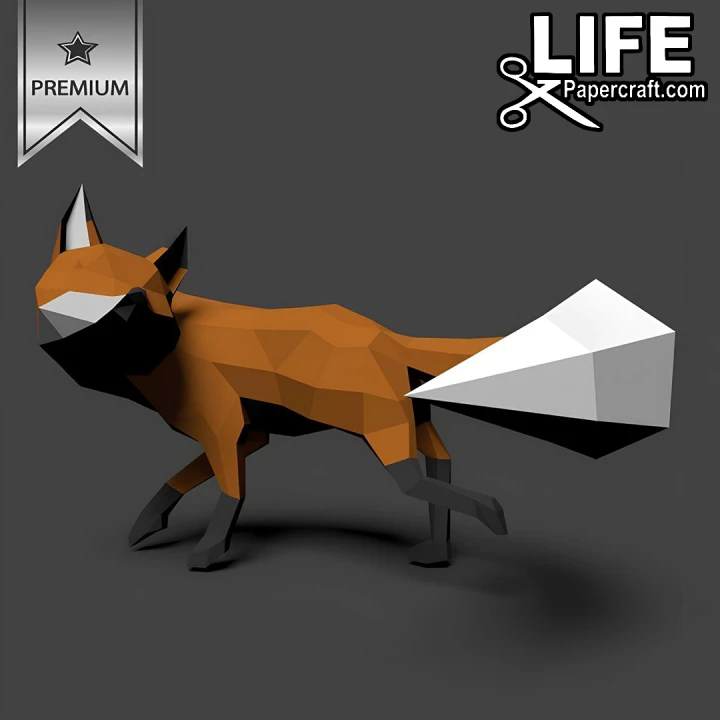 Fox Beta - Family Fox Low Poly Papercraft, DIY 3D Paper Model for Creative Home Decoration