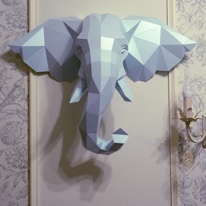 Elephant Trophy Papercraft Template - Low Poly, Pepakura PDF, DIY Handmade, Home Decoration, Creative Gifts Elephant Trophy Papercraft Template - Low Poly, Pepakura PDF, DIY Handmade, Home Decoration, Creative Gifts