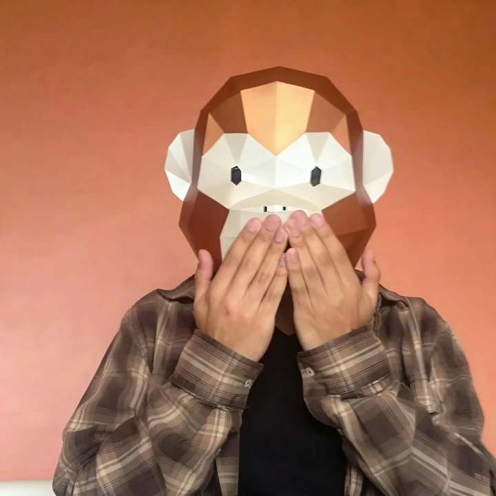 MONKEY EMOJI Mask DIY, Lowpoly Papercraft