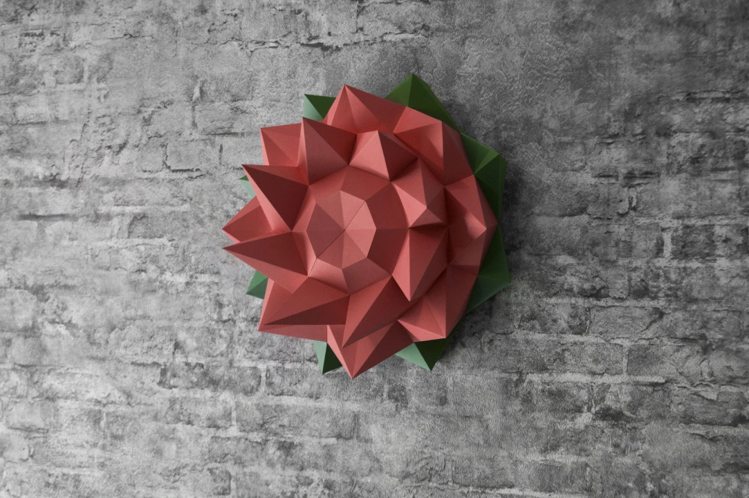 3D Paper Flower Sculpture: Low Poly DIY Wall Decor (PDF Pattern)