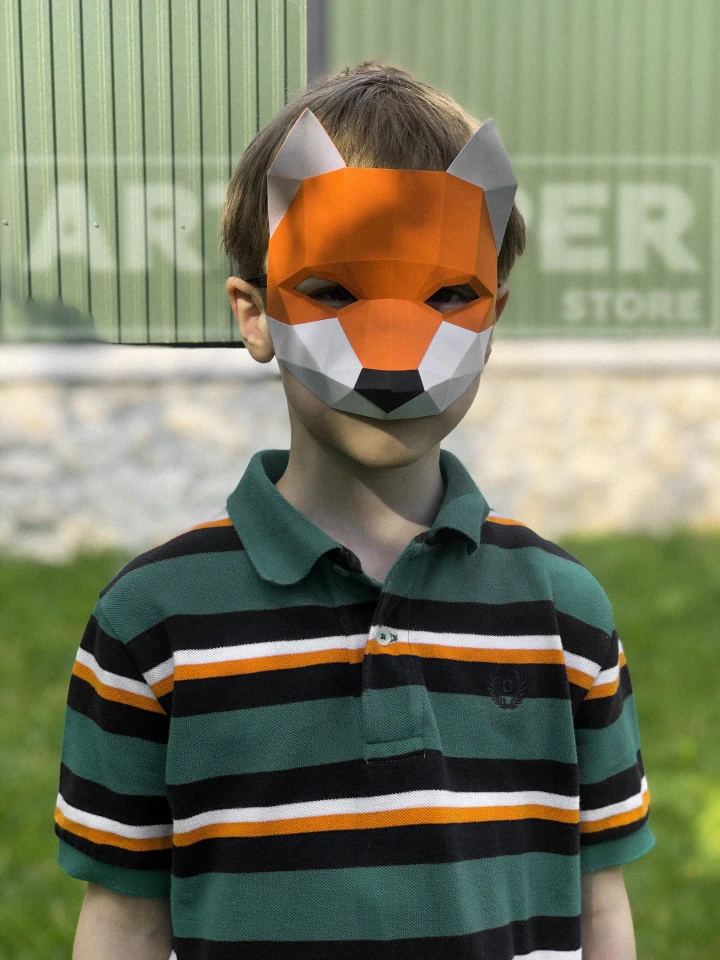 Papercraft Fox Mask: DIY 3D Low Poly Cosplay (PDF Pattern)
