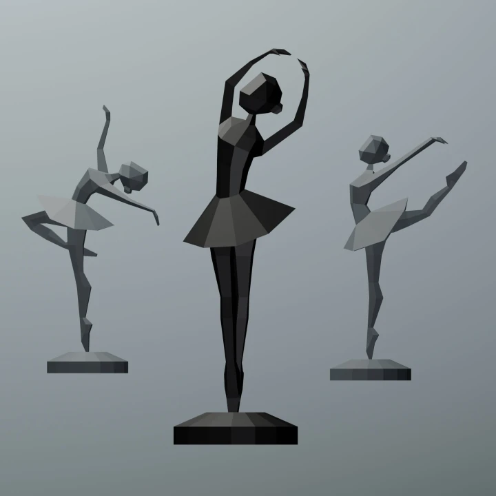Ballerina Papercraft 3D Decor Sculpture, Low Poly Ballerina, DIY Ballerina Dancer for Girls Room, Woman Paper Sculptures, PDF TEMPLATE