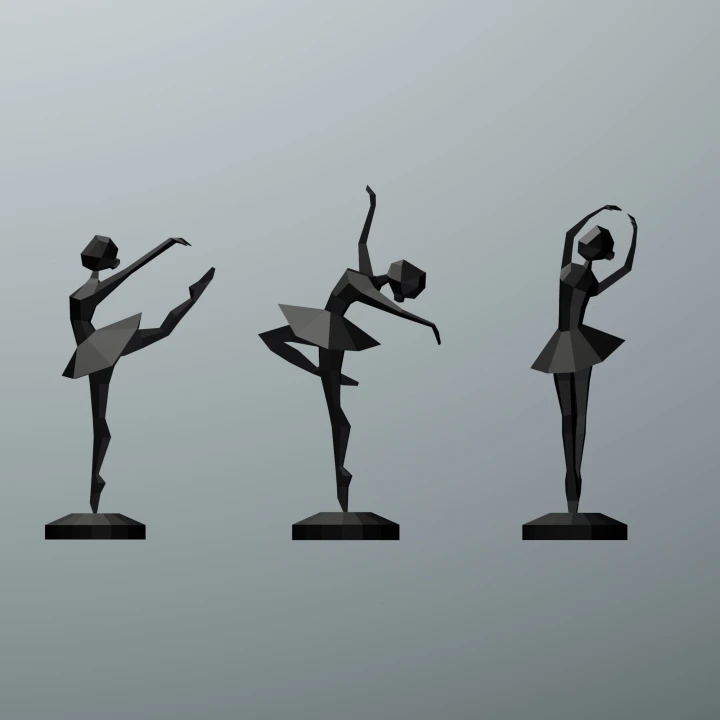 Ballerina (3) Papercraft - PDF- 3D Decor Sculpture, Low Poly Ballerina, DIY Ballerina Dancer for Girls Room, Woman Paper Sculptures