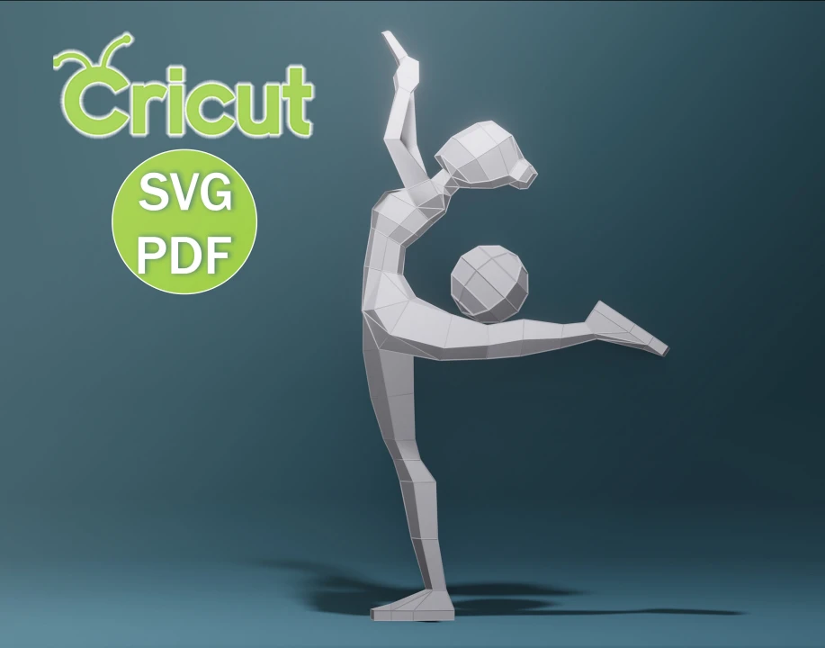 Papercraft Girl Gymnast (1), SVG, PDF, Low Poly Papercraft Woman, Paper Girl, Dancer, Doll, Papercraft Model, Digital 3d, Cricut Machine