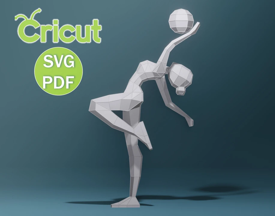 Papercraft Girl Gymnast (1), SVG, PDF, Low Poly Papercraft Woman, Paper Girl, Dancer, Doll, Papercraft Model, Digital 3d, Cricut Machine