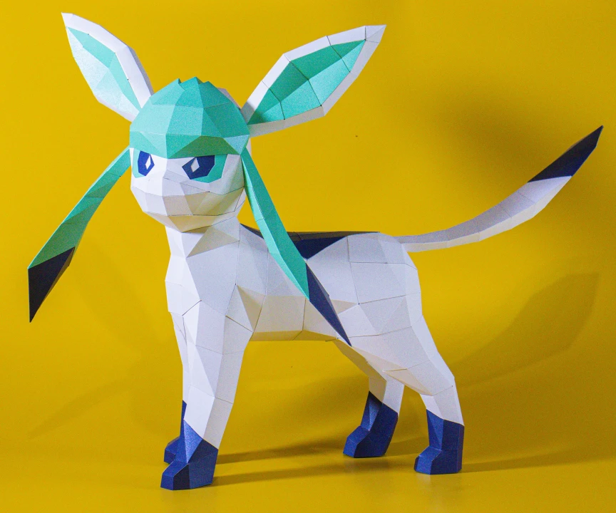 Pokemon Glaceon Eevee Evolution 3D Papercraft PDF, Templates, DIY Pokemon Low Poly, 3D