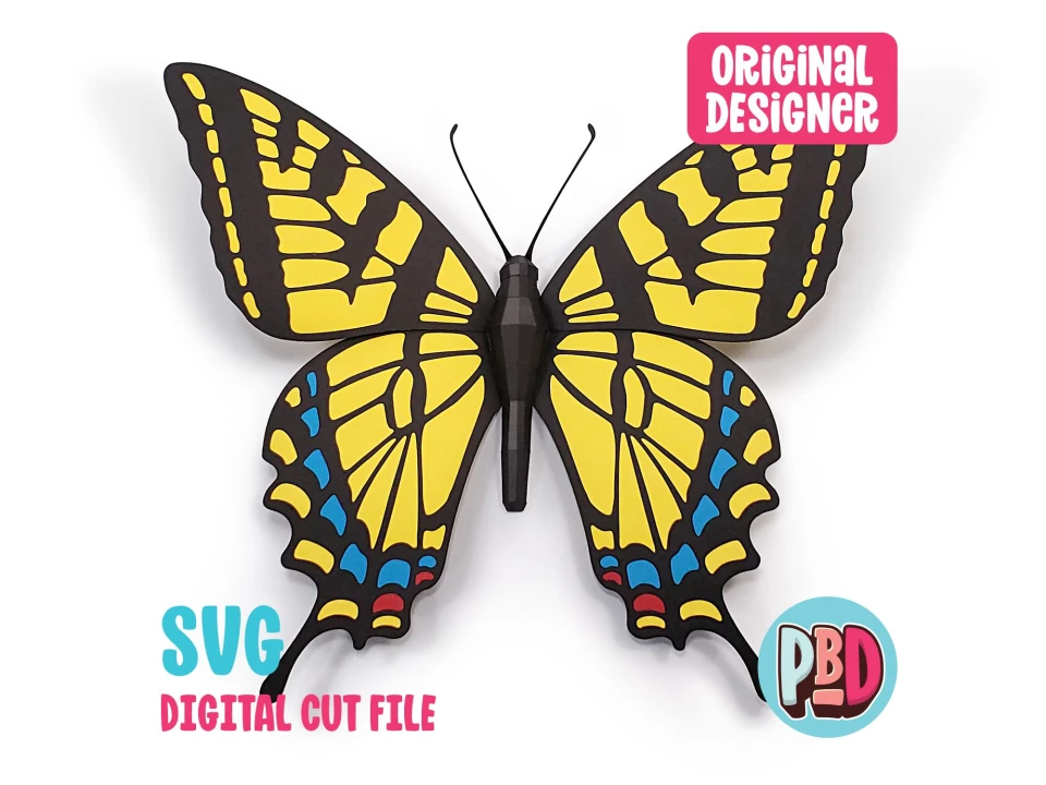 Western Tiger Swallowtail Butterfly 3D Papercraft SVG