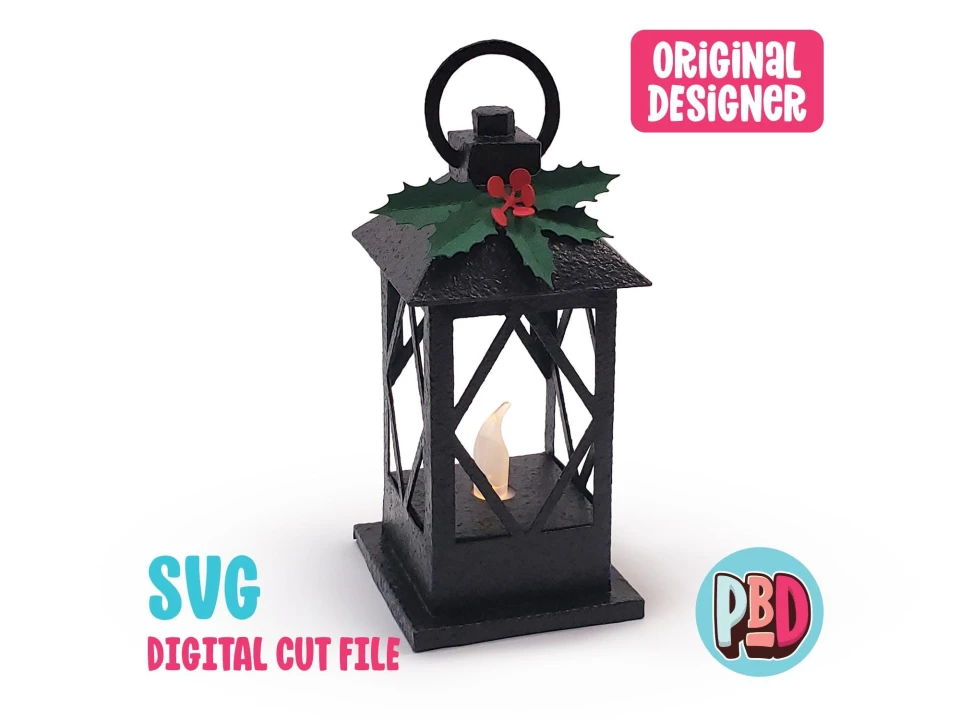 Black Tea Light Lantern Ornament 3D Papercraft SVG