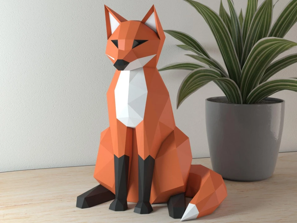 Fox papercraft PDF template DIY