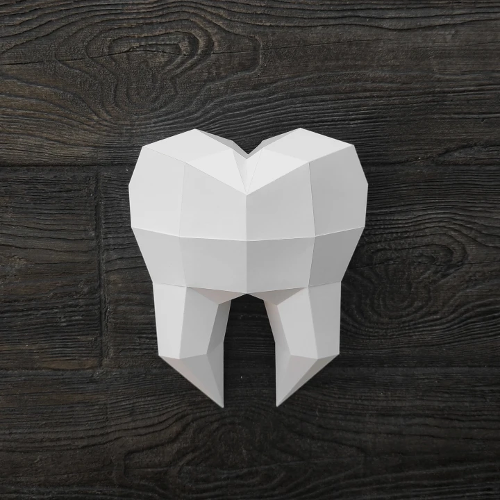 3D Papercraft Tooth Sculpture: Low Poly DIY Template (PDF)