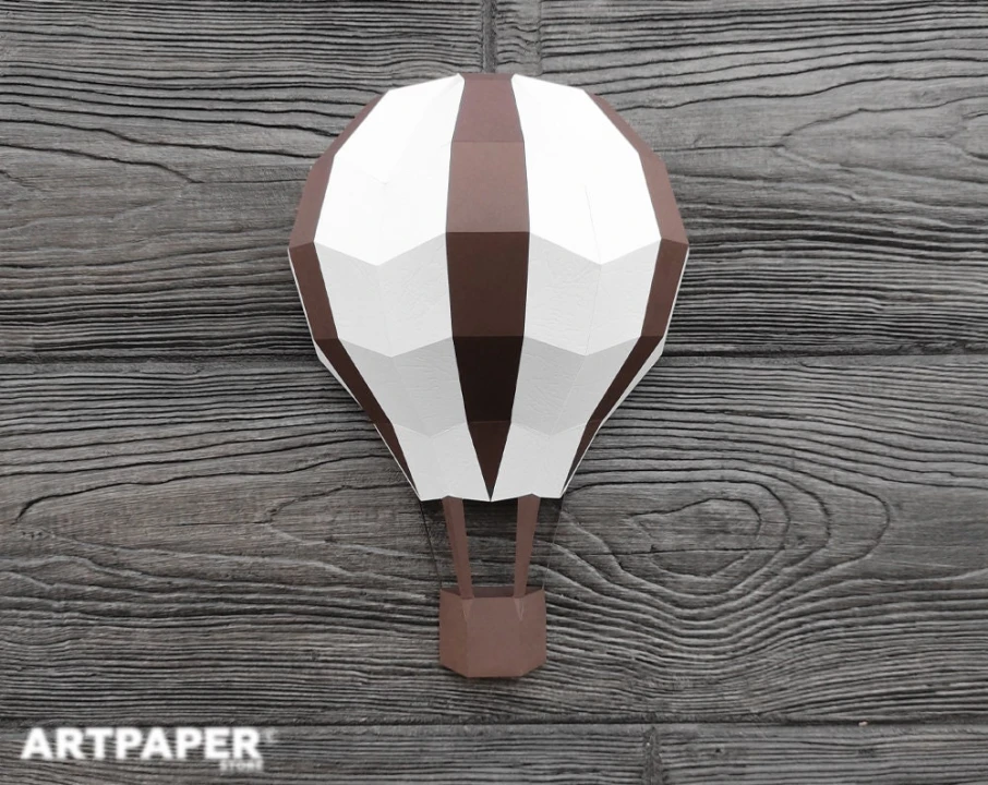 3D Hot Air Balloon Papercraft: Low Poly Wall Decor