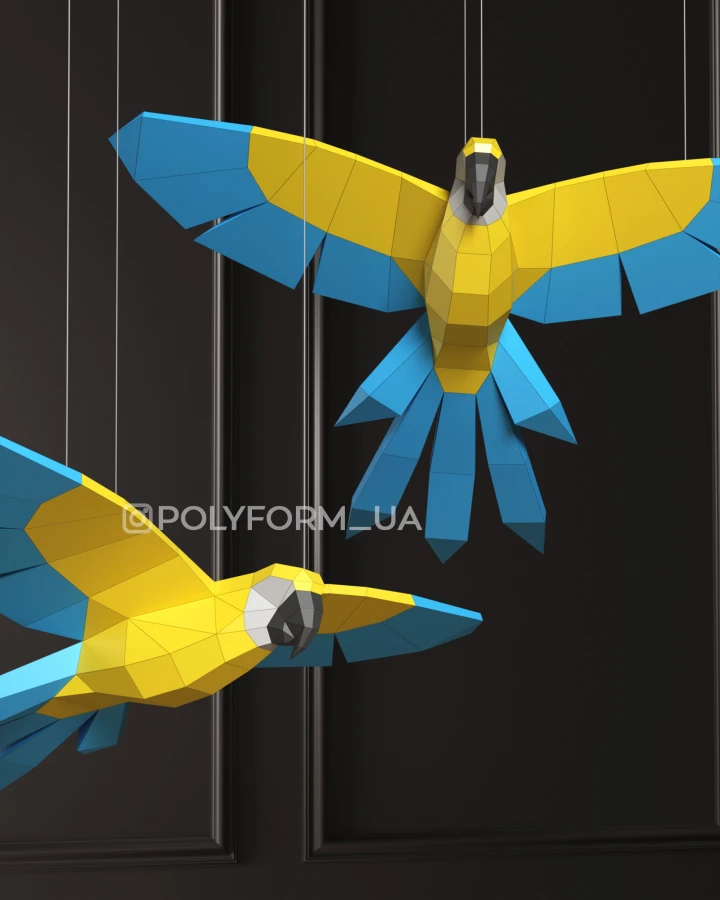 PARROT 2 Low Poly Bird Papercraft PDF template decor