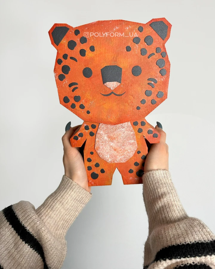 Tiger cub Low Cat leopard Birthday party Poly Papercraft PDF template DIY