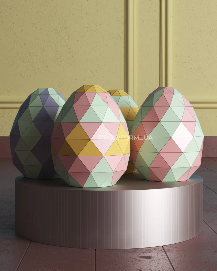 Easter Eggs set Low Poly Papercraft PDF template 3d Model Sculpture