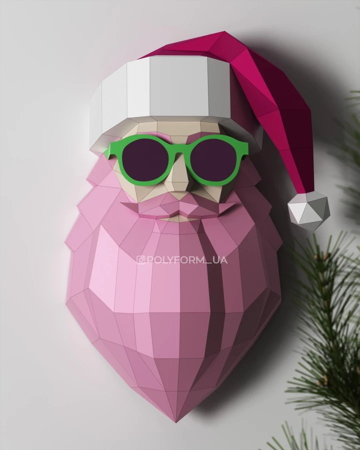 Santa Claus Low Poly Papercraft PDF template Sculpture