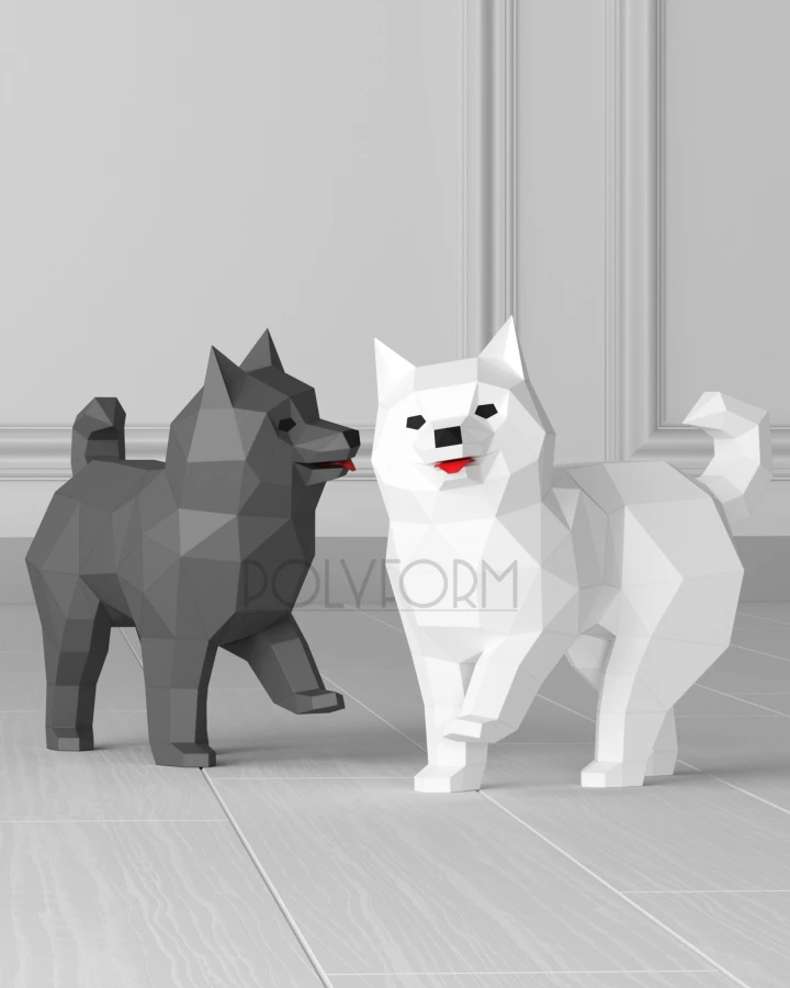 Dog Low Poly Papercraft PDF template 3d Model Sculpture Silhouette
