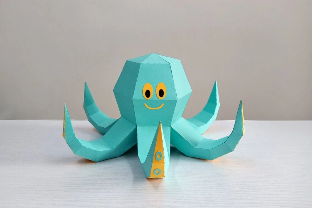 DIY Papercraft Octopus,Octopus 3d model,Paper toy,Party decoration,Nursery decor,Octopus dxf files,cricut files,Octopus gifts,Cameo files