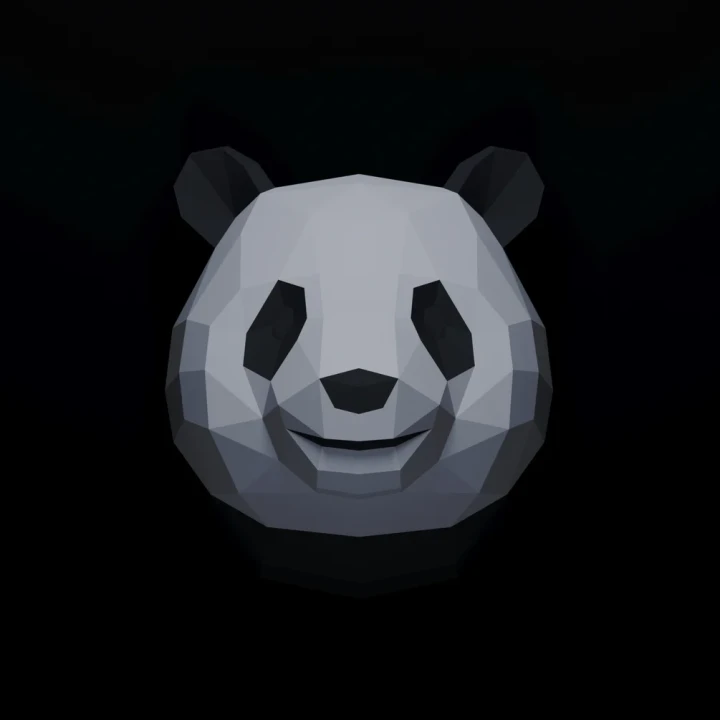 Panda Head Papercraft Low Poly Decoration, PDF Template, DIY Paper 3D CumulusCraft