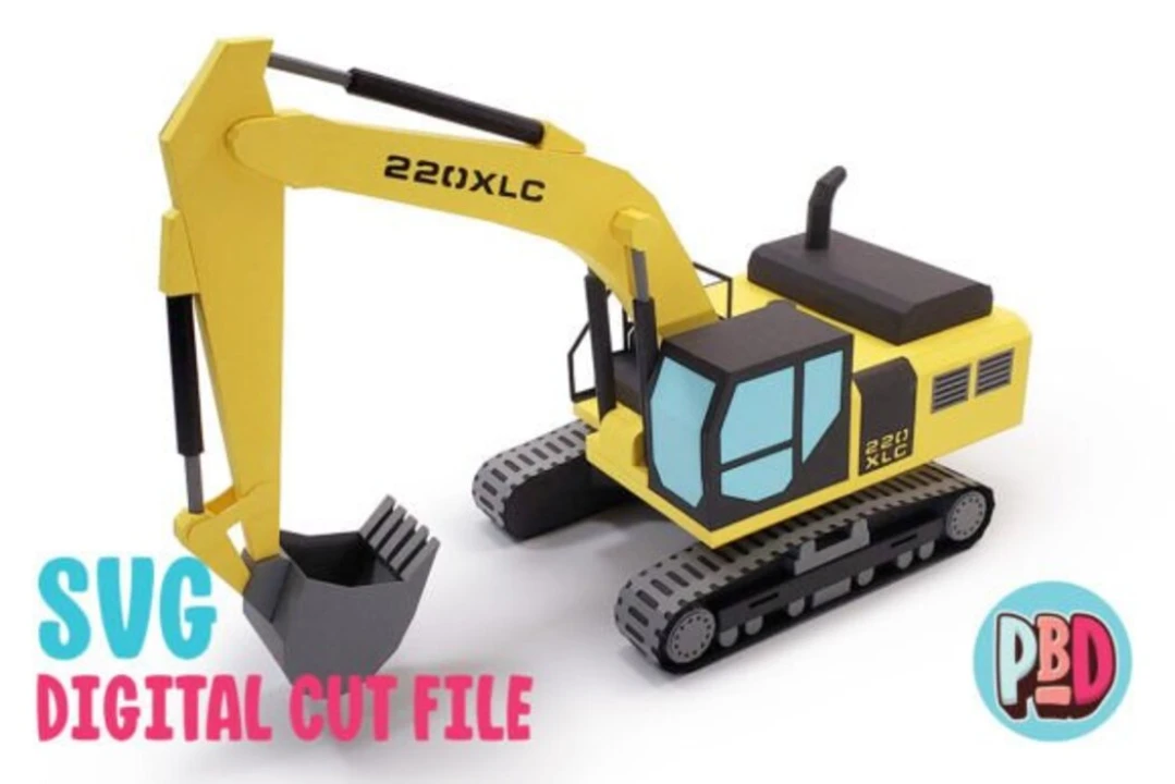 Excavator 3D Papercraft SVG