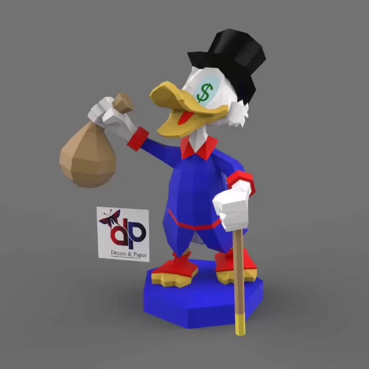 Scrooge McDuck Papercraft , PDF Template, DIY 3d Model, FanArt, Paper Sculpture, Low Poly, Pepakura, Craft, Manualidad, Arte de Papel Scrooge McDuck Papercraft , PDF Template, DIY 3d Model, FanArt, Paper Sculpture, Low Poly, Pepakura, Craft, Manualidad, Arte de Papel