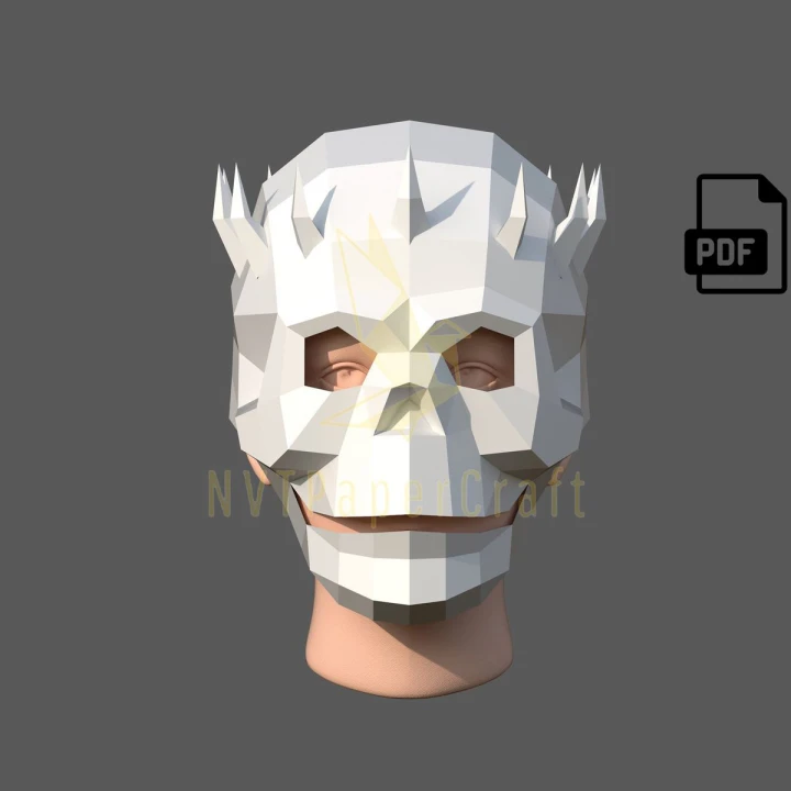 Papercraft Skull, Paper Craft Skull Model, Skull PDF template, 3D Skull sculpture, Low poly pattern Skull