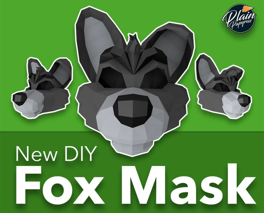 Cartoon Fox Mask Papercraft, DIY, Low-poly Papercraft
