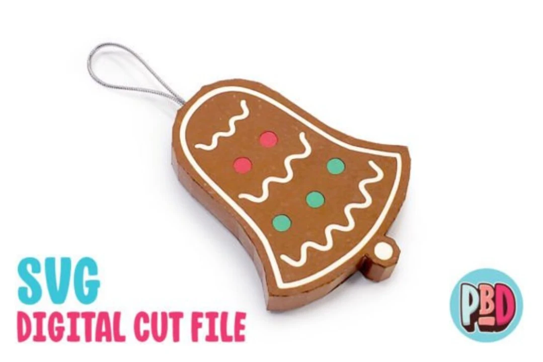 Gingerbread Bell Ornament 3D Papercraft SVG