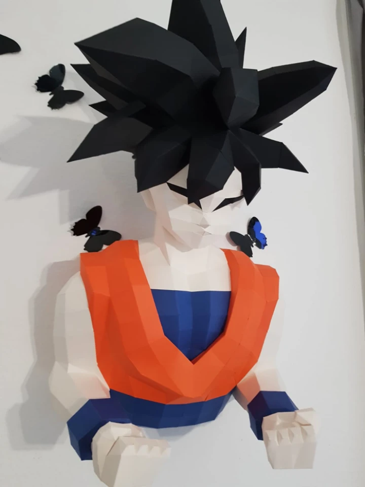 Dragonball Low Poly Papercraft Hero, Paper Sculpture, Low Poly PDF Template, DIY Decor & Gift