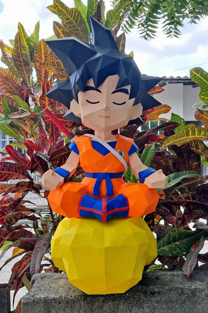 Son Goku on Flying Nimbus 3D Decor Low poly Papercraft, DIY, PDF