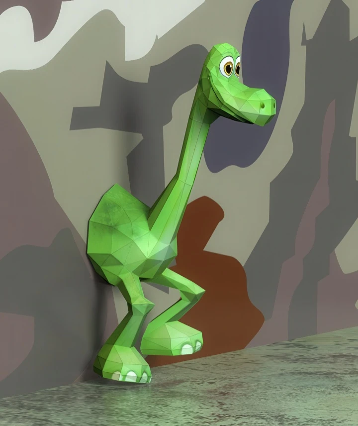 Good Dinosaur Wall Decor Papercraft, Lowpoly, Low poly Papercraft