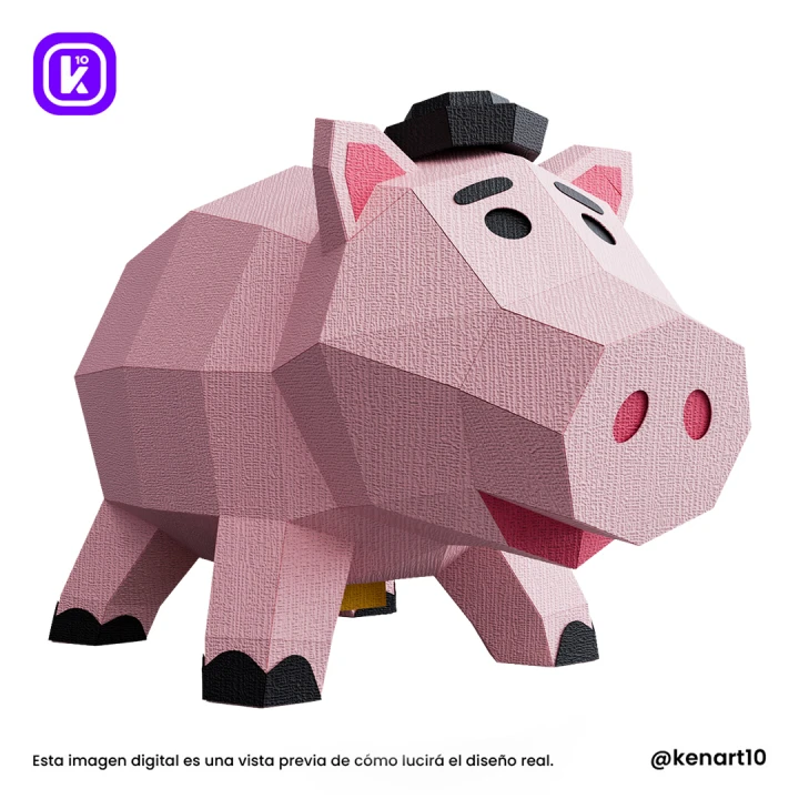 Hamm, Toy Story, Walt Disney Papercraft Low Poly 3d DIY Kenart10