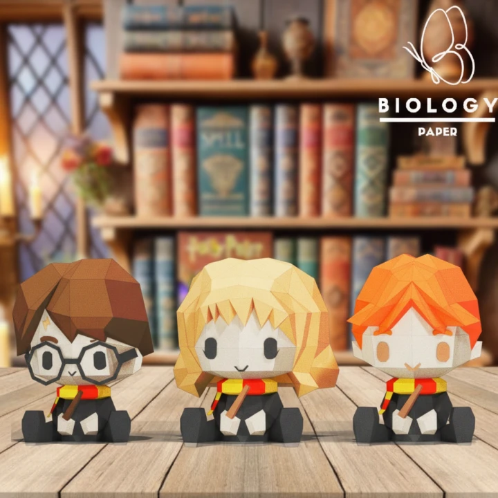 Harry Potter, Hermione Granger, Ron Weasley Low Poly Papercraft Template Pepakura PDF DIY Handmade