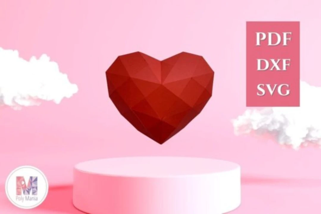 Low Poly Heart Papercraft Template: DIY Wedding Decor (Digital Download)