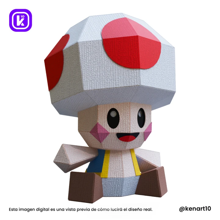 Mini Toad, Super Mario Game Character Papercraft Low Poly 3d DIY Kenart10